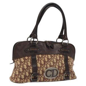Christian Dior Trotter Canvas Hand Bag Brown Auth 119161
